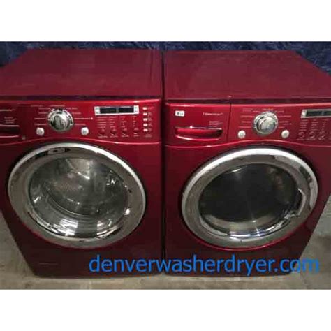 Red LG Front Load Stackable Washer and Dryer Set, 220v, Steam - #2913 ...