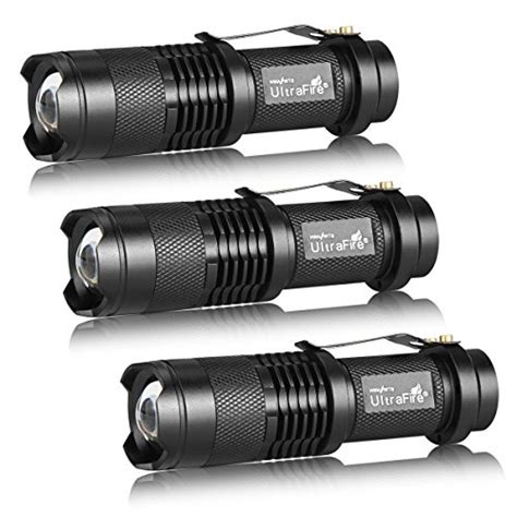 ULTRAFIRE 3 Pack Mini Flashlights Focus Adjustable SK68 Single Mode ...