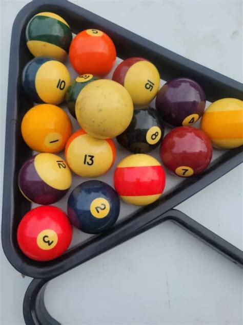 VINTAGE POOL TABLE Billiards Balls Set 16 With White Cue Ball $33.29 - PicClick