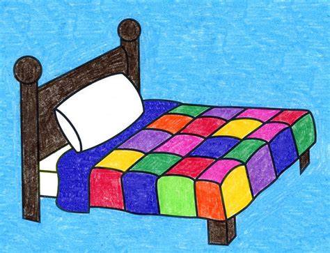 Easy How to Draw a Bed Tutorial and Bed Coloring Page