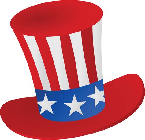 Free Clipart Of A Patriotic American Top Hat - Transparent Background 4th Of July Clipart - Png ...