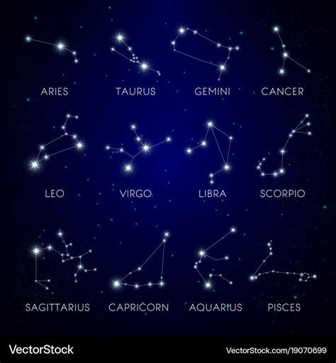 Constellation stars zodiac signs in space Vector Image