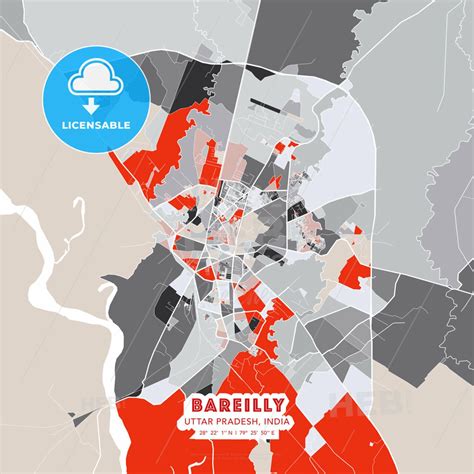 Bareilly, Uttar Pradesh, India, modern art map in 2022 | Poster ...