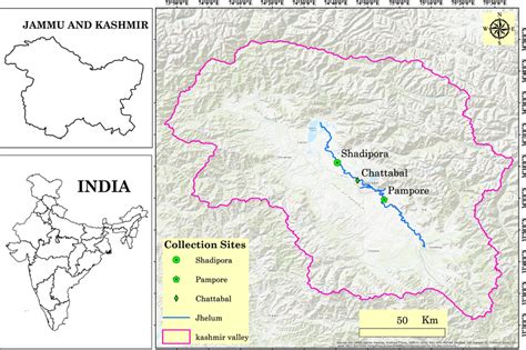 Map giving the representation of different selected sites from River ...