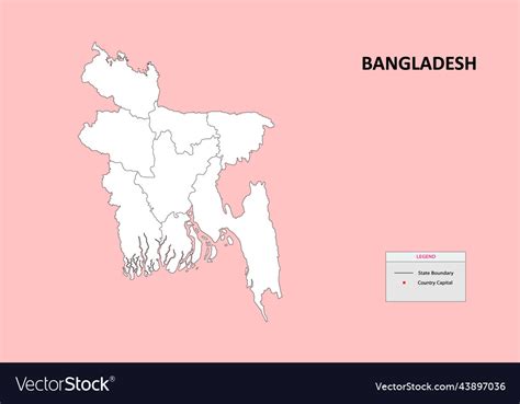 Bangladesh map outline state map of Royalty Free Vector