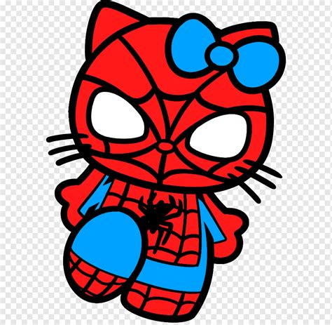 Spider-man hello kitty dibujo arte, lindo spiderman, superhéroe, personaje de ficción, pintura ...