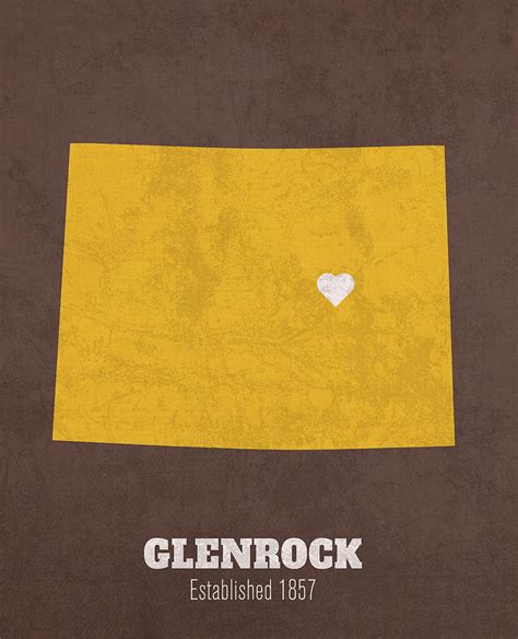 Glenrock Wyoming City Map Founded 1857 University of Wyoming Color Palette Mixed Media by Design ...