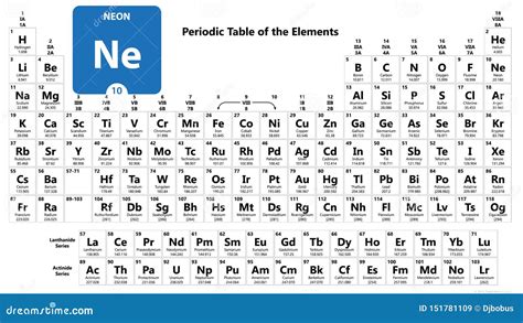 Neon Chemical 10 Element of Periodic Table. Molecule and Communication Background Stock ...