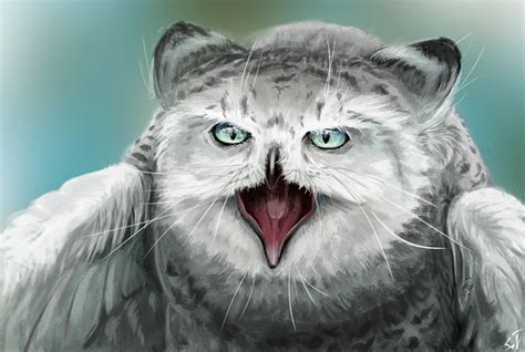 Hybrid: polar owl and snow leopard by IntoTheBear on DeviantArt