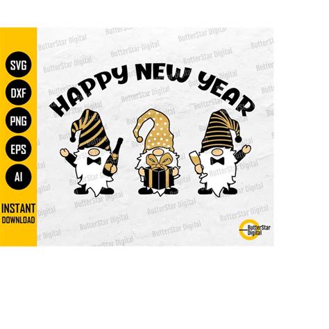 Happy New Year Gnomes SVG | Winter SVG Sign | Cute Gnome Wit - Inspire Uplift