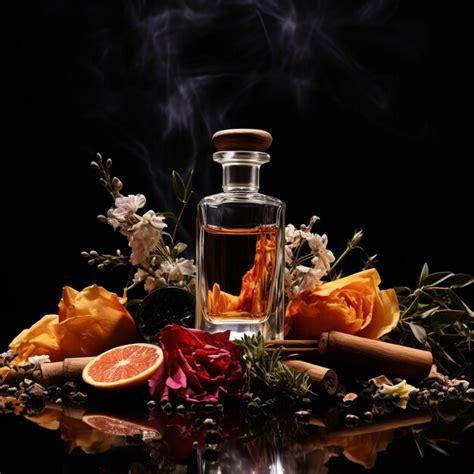 Premium Photo | Fragrance Fusion Unveiling the Essential Aromas in a Mesmerizing Perfume Bottle