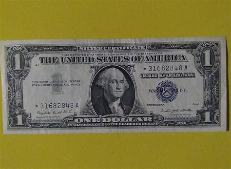 One Dollar Bill Silver Certificate Blue Seal And Star Series 1957A | eBay