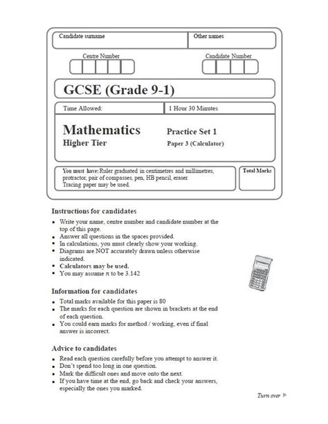 GCSE Maths Edexcel Practice Papers Higher grade 9-1 Course: Ideal for ...