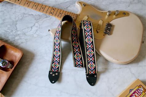 Black 'Southwest' Guitar/Bass Hippie Strap | Accessories Tom's Vintage ...