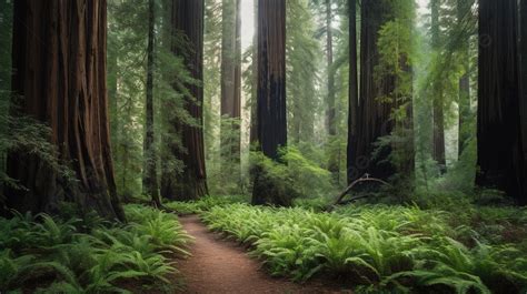 Path Through A Redwood Forest Background, Picture Of The Redwood Forest ...