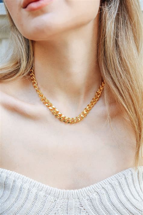 Retro Gold Chain Necklace, Thick Gold Chain, Gold Chunky Necklace ...