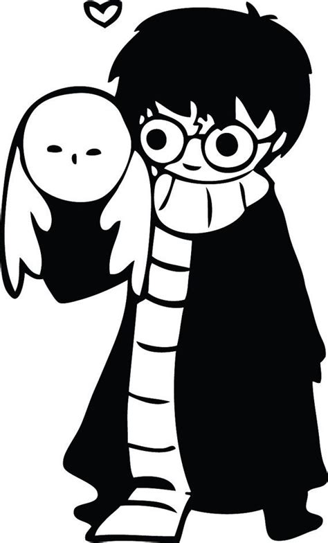 Cute Hand Drawn Harry Potter with Hedwig owl decal sticker! $5.00 free shipping! Hogwarts ...