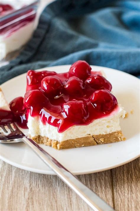 the best no bake cherry cheesecake made in a 9x13 pan that can be made with or without cool ...