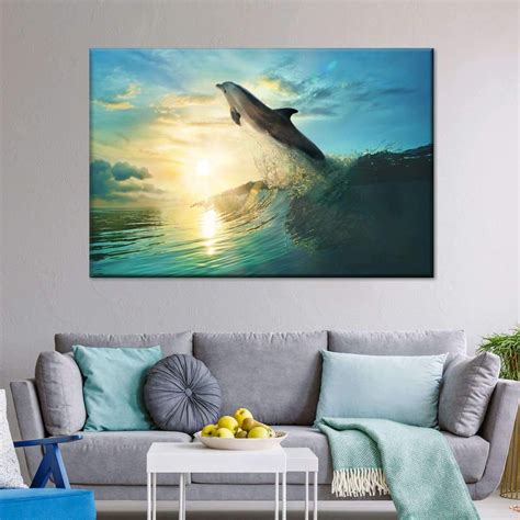 Sunset Dolphin Multi Panel Canvas Wall Art | Photography wall art, Wall canvas, Dolphin wall art