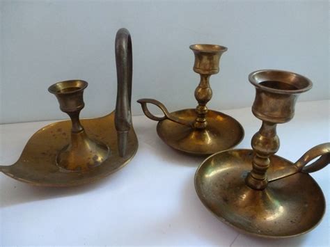 Vintage Brass Candle Holders 3 Vintage Solid Brass Candlestick