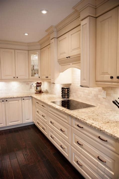 24 Gorgeous Light Cabinets Dark Countertops | Kitchen backsplash ...