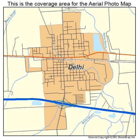 Aerial Photography Map of Delhi, LA Louisiana