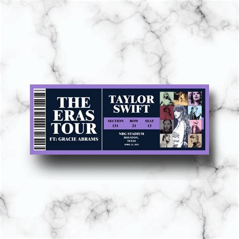 Taylor Swift the Eras Tour Souvenir Ticket TEMPLATE Gift - Etsy