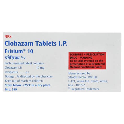 Frisium 10mg Tablet 15'S - Price, Uses, Side Effects, and Substitutes ...