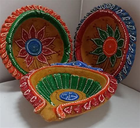 Large Clay Diyas | Fancy Handmade Clay Diwali Diya | DesiClik.com, USA