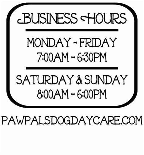 Printable Business Hours Sign Template - Sarseh.com