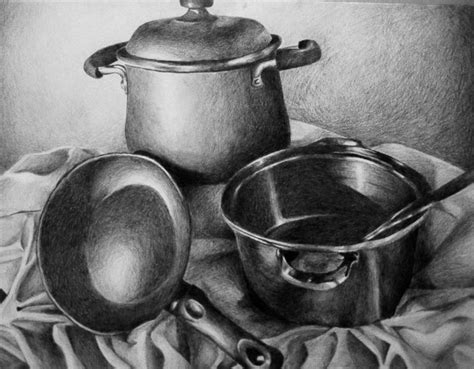 Realistic Still Life of Pots and Pans