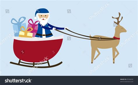 Sleigh Cartoon Isolated Over Blue Background. Vector - 87358292 ...