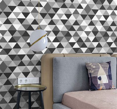 Grey triangles Geometric wallpaper - TenStickers