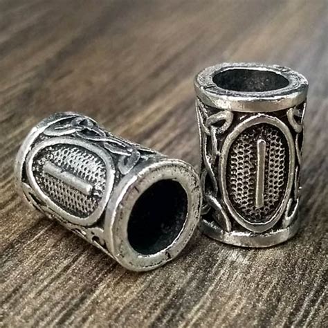 Viking Beard Beads Isa Rune Norse Futhark Beard Rings | Forefathers-Art