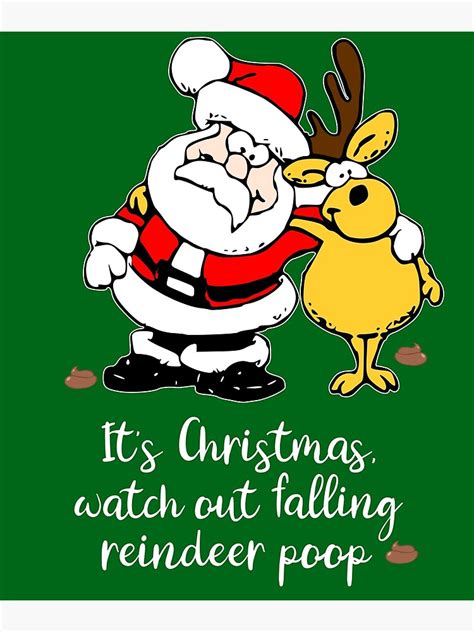 "Santa & Reindeer Funny Xmas Gift Sarcastic Christmas Quote Humorous Graphic" Metal Print for ...