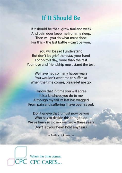 If It Should Be - Pet Bereavement Poem