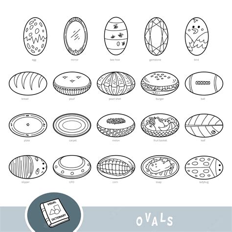 Premium Vector | Black and white set of oval shape objects visual ...