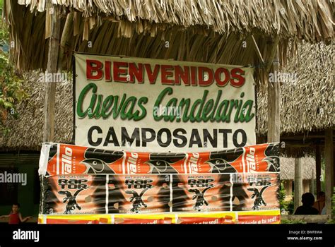 Sign for Candelaria Caves, Alta Verapaz, Guatemala Stock Photo - Alamy