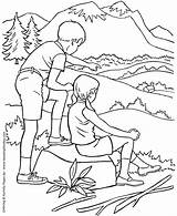 Coloring Hiking Kids Hike Pages Trail Drawing Excited Children Game  sketch template