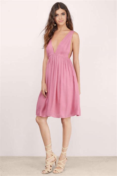 Cute Pink Midi Dress - Pink Dress - Deep V Dress - Midi Dress - $13 | Tobi US