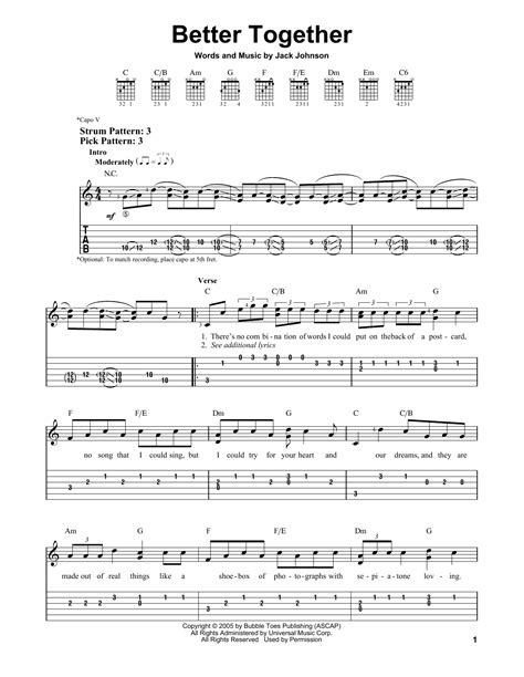 Jack Johnson Better Together Guitar Chords