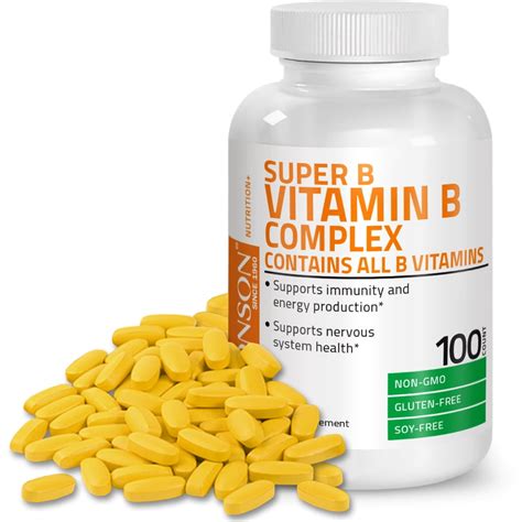 Bronson Vitamin B Complex (Vitamin B1, B2, B3, B6, B9 - Folic Acid, B12 ...