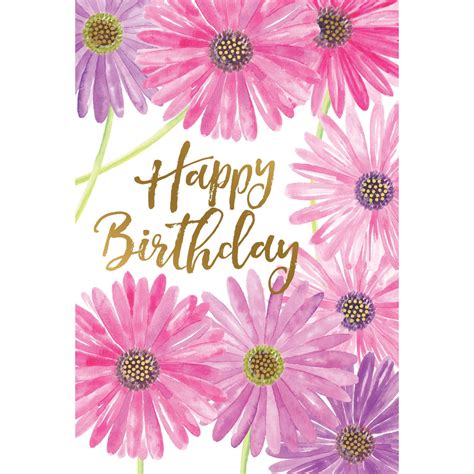 Pink & Purple Daisies Birthday Card Pictura USA Greeting Cards