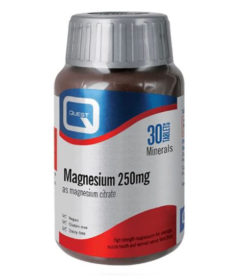 QUEST MAGNESIUM CITRATE 250MG TABS 30'S - Tims Nutrition Consultancy