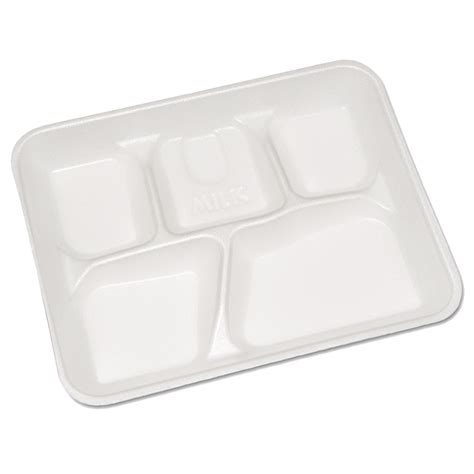 PACYTH10500 | Pactiv 5-Compartment Foam School Lunch Tray | HILL & MARKES