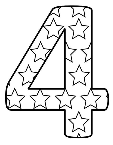 Number 4 star coloring page - Download, Print or Color Online for Free