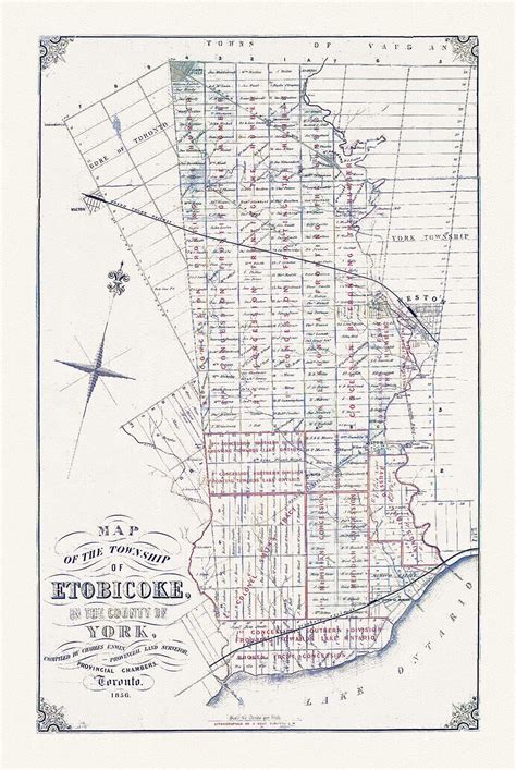 Map of the Township of Etobicoke, 1856, map on heavy cotton canvas ...