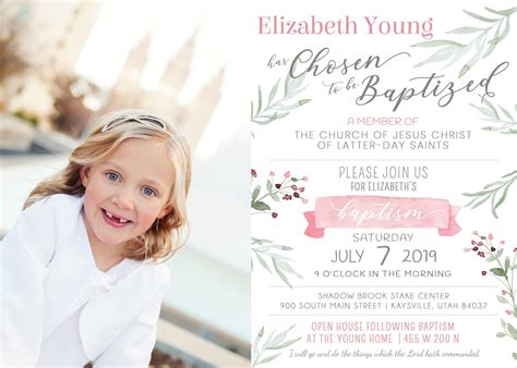 Lds Baptism Invitations