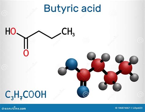 Butyric Acid Butanoic Acid Short-chain Fatty Acid Molecule. Esters And Salts Are Called ...