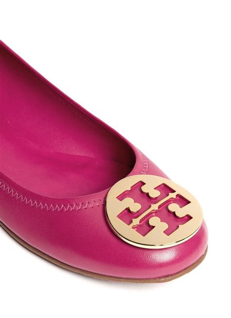 Tory Burch Reva Leather Ballet Flats in Pink - Lyst